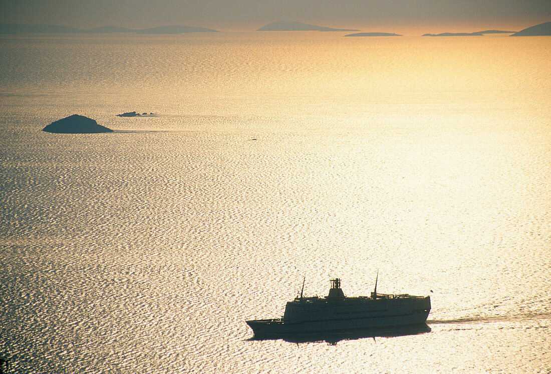 Ferry at Sunset, General, Patmos Island, Greek Islands