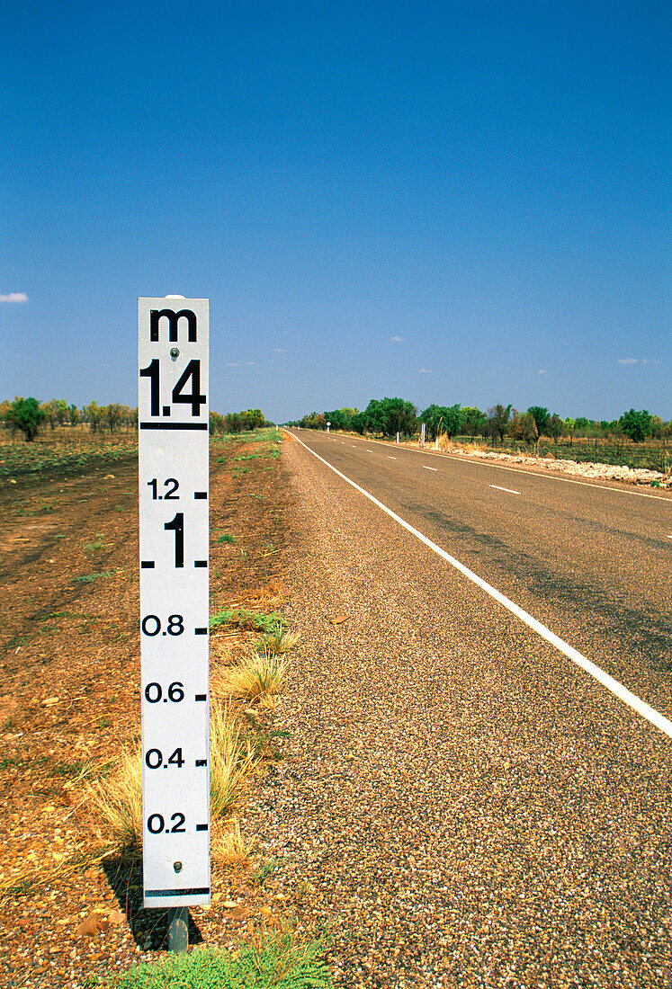 Flood-depth Marker Post, Victoria Highway, Northern Territory, Australia