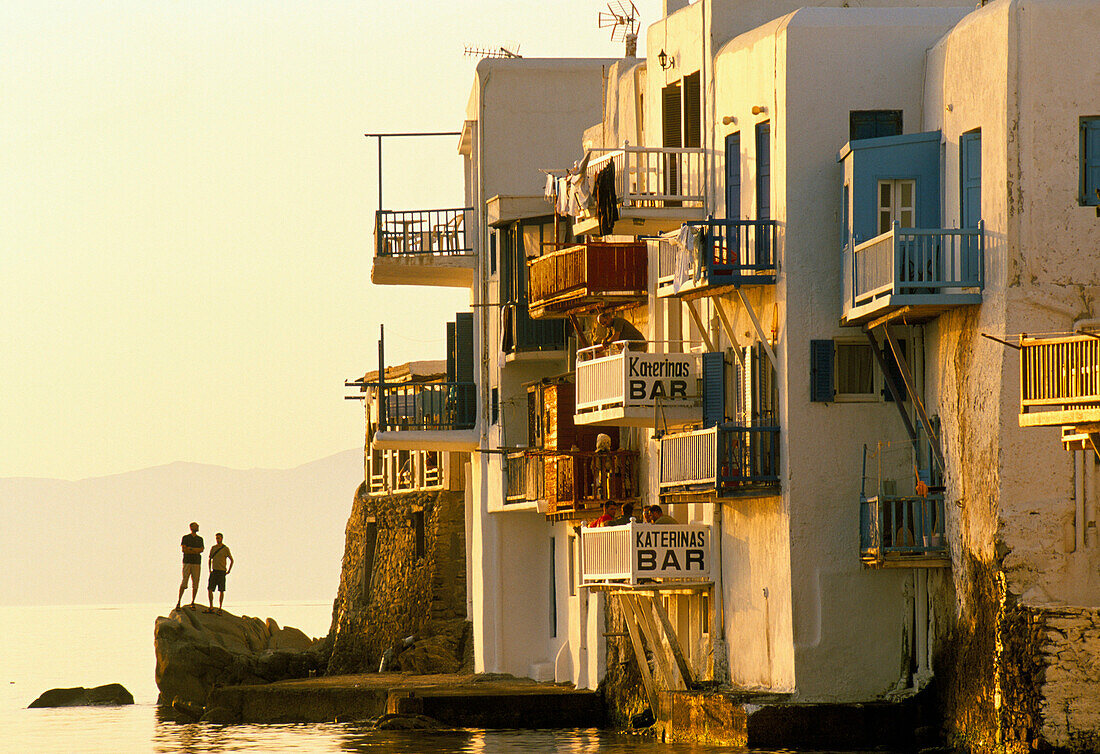 Little Venice area at Sunset, Mykonos Town, Mykonos Island, Greek Islands