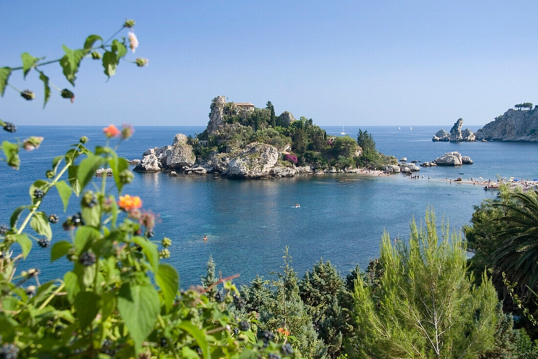 View of Isola Bella, Taormina, Sicily, Italy