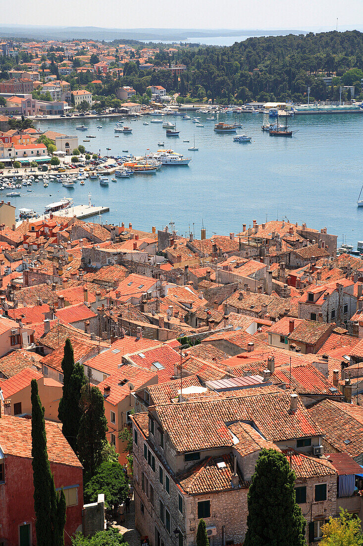 View over town from Cathedral of St Euphemia, Rovinj, Istria, Croatia