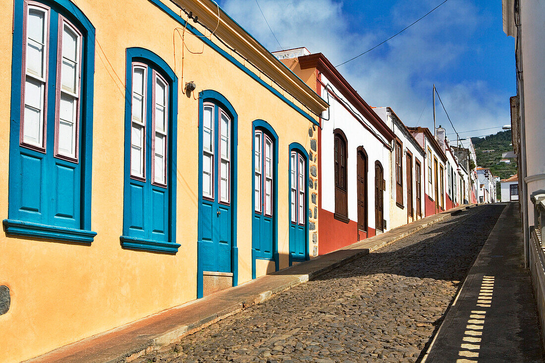 Colourful street scene, Garafia, La Palma, Canary Islands
