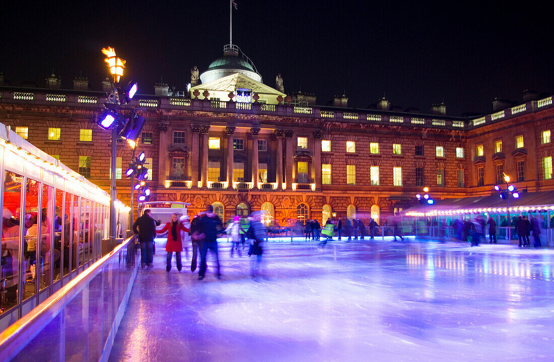 Christmas ice rink at Somerset House, London, UK, England