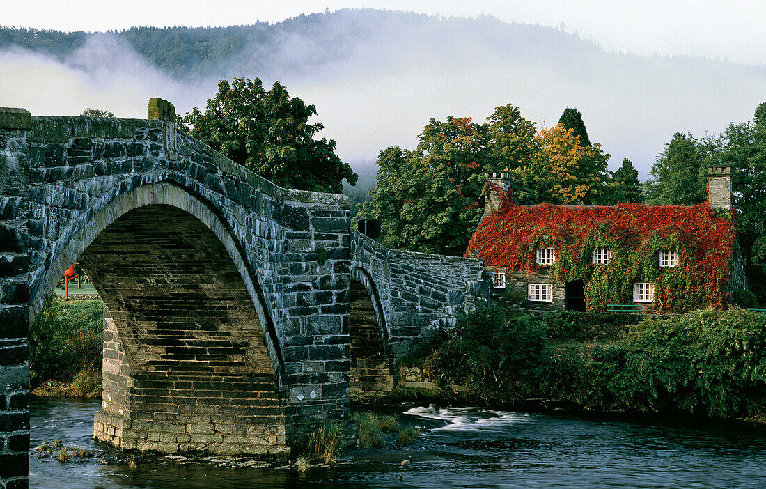 Inigo Jones bridge over River Conwy, Llanrwst, Gwynedd, UK, Wales