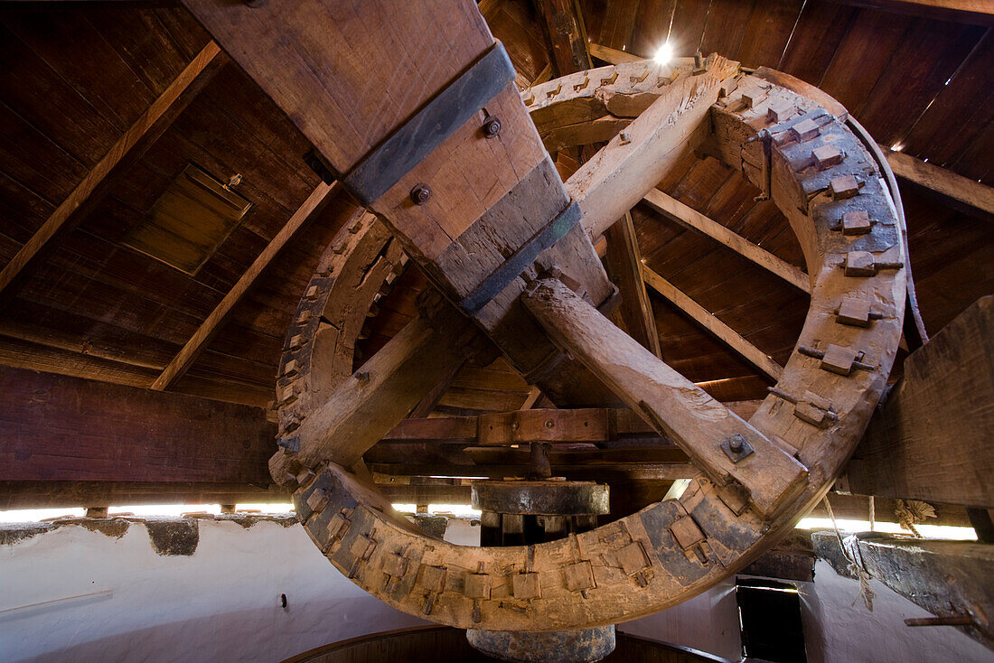 Innenansicht der Windmühle Molino de Antigua, Antigua, Fuerteventura, Kanarische Inseln, Spanien, Europa