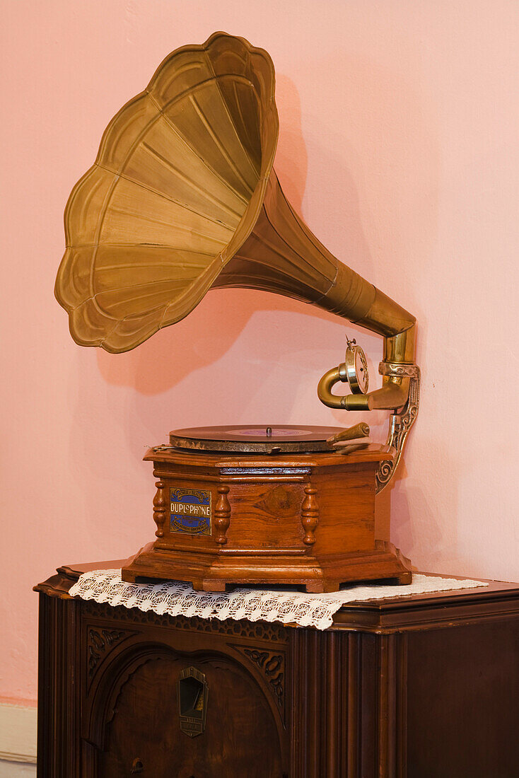 Gramophone at the museum Casa Museo Unamuno, Puerto del Rosario, Fuerteventura, Canary Islands, Spain, Europe
