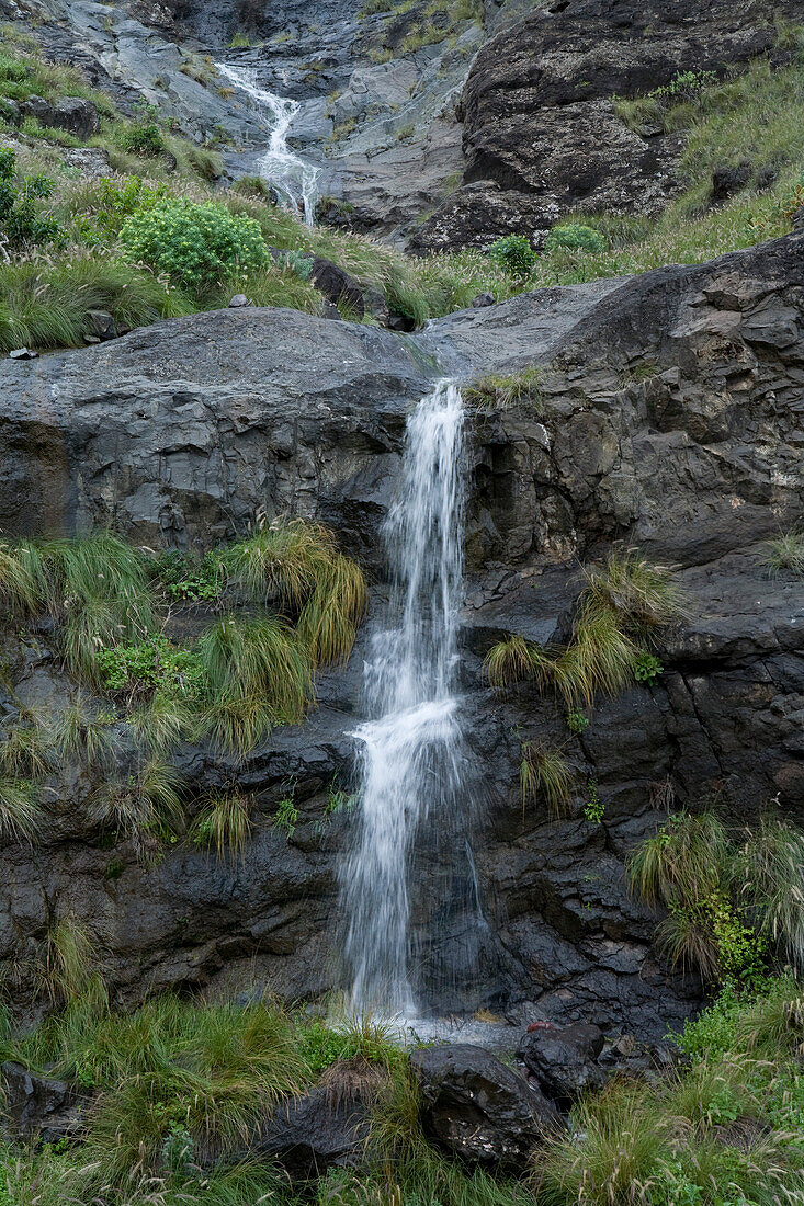 Der Wasserfall Barranco de la Palma in einer Schlucht, Naturpark Tamadaba, Gran Canaria, Kanarische Inseln, Spanien, Europa