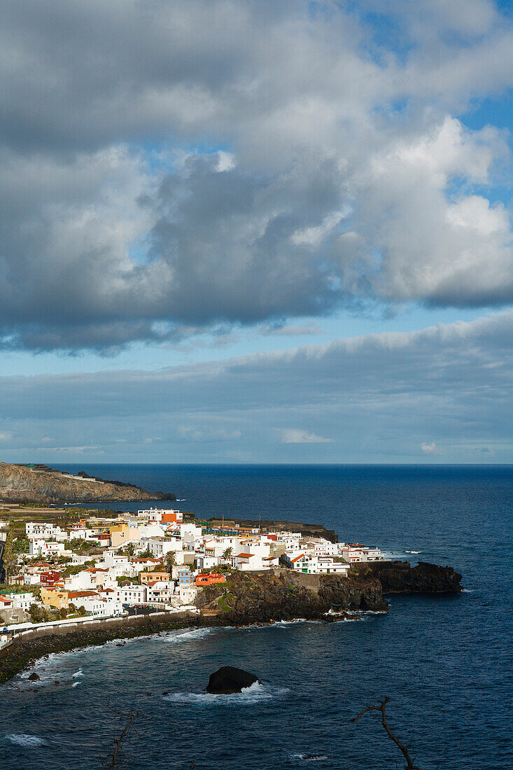 The village Las Aguas at the noth coast under clouded sky, Tenerife, Canary Islands, Spain, Europe