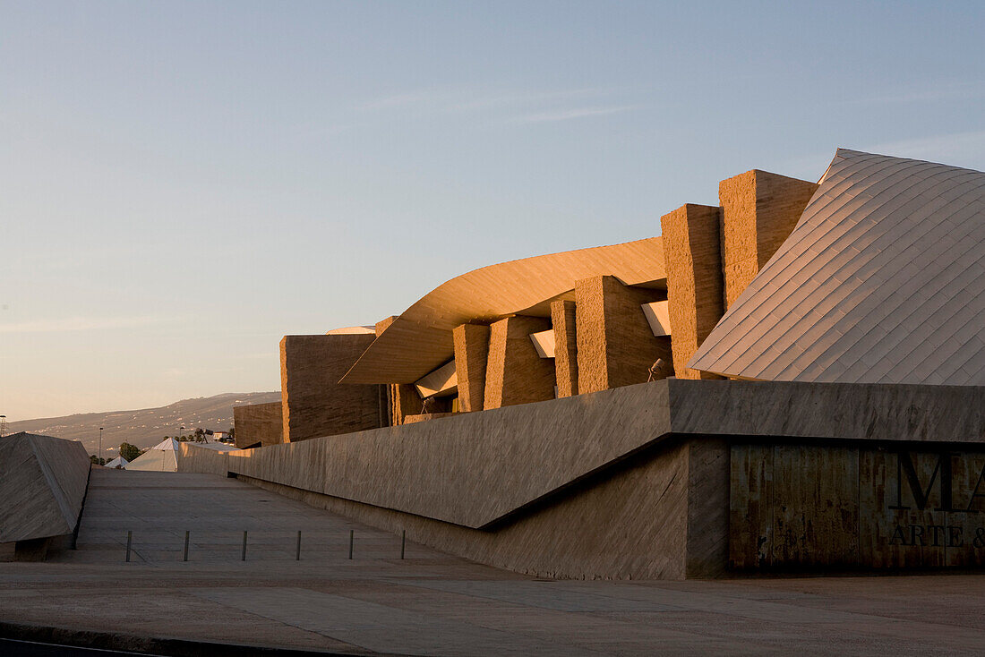 MagMa Arte y Congresos, congressional centre in the evening, Costa Adeje, Tenerife, Canary Islands, Spain, Europe