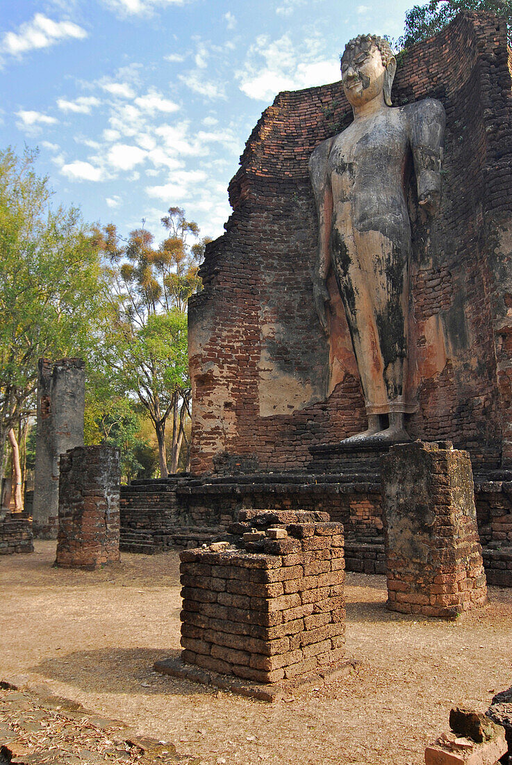 Standing Buddha in the Aranyik forest, Kamphaeng Phet, Wat Phra Si Iriyabot, Central Thailand, Thailand, Asia