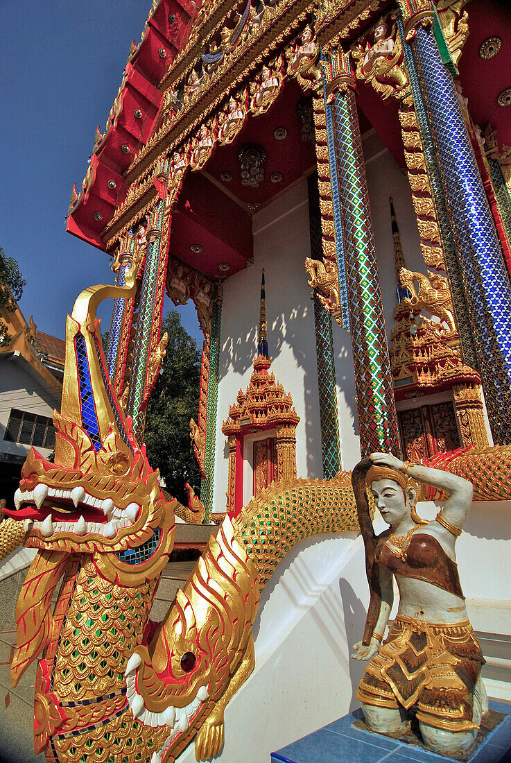 Tempel Eingang des Wat Aranyaket, Mae Sot, Provinz Tak, Thailand, Asien
