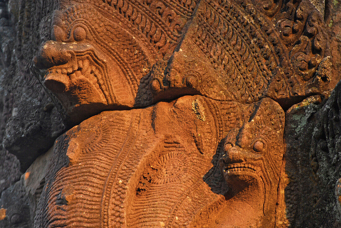 Detail of Naga snakes, Prasat Hin Khao Phanom Rung, Khmer Temple in Buriram province, Thailand, Asia