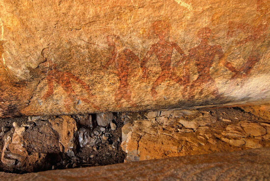 Prehistorical rock paintings in Phu Phrabat Historical Park, Provinz Udon Thani, Thailand, Asia