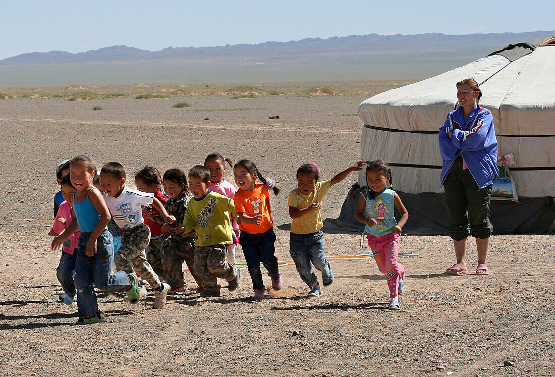 Children at a desert school, General, desert, Mongolia