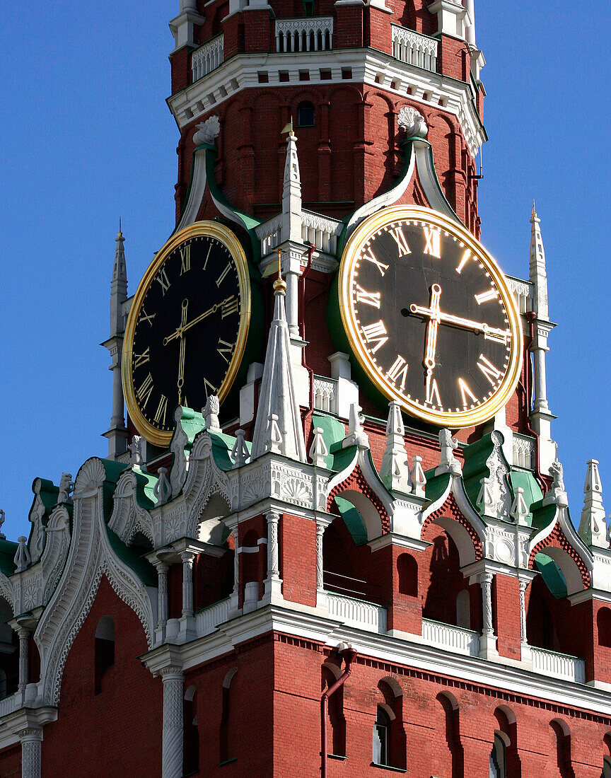Spasskaya Tower, clock detail, Moscow, Russian Federation