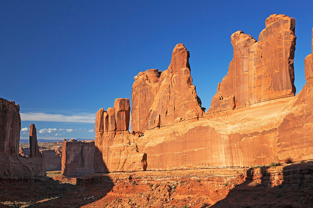 Courthouse Towers red rock formations, Arches National Park, Utah, USA
