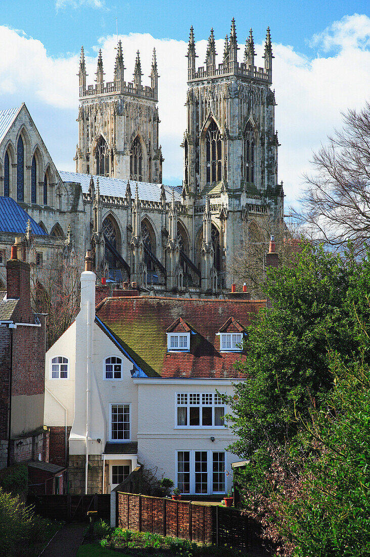 York Minster from the City Walls, York, Yorkshire, UK, England