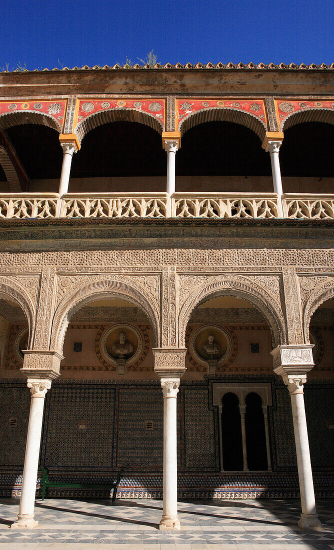 Casa de Pilatos, courtyard arches, Seville, Andalucia, Spain