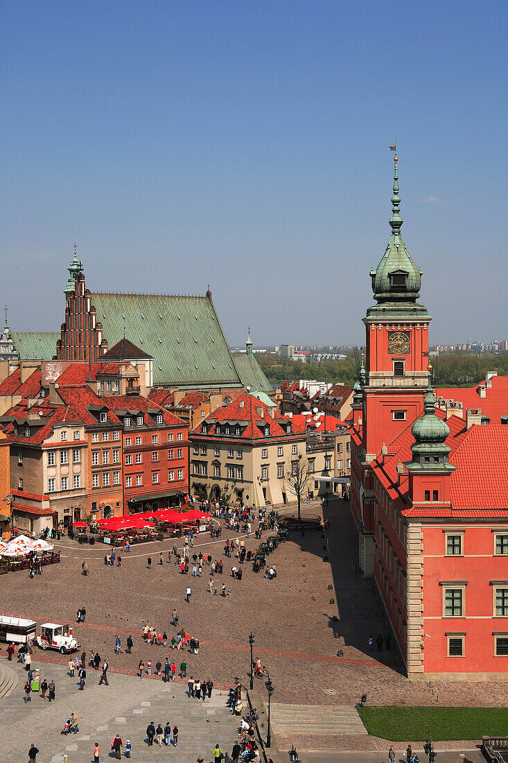 View over Zamkowy Place from Church of St Anne terrace, Warsaw, Poland