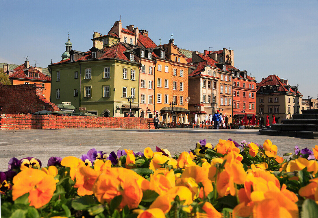 Old Town buildings on Zamkowy Place, Warsaw, Poland