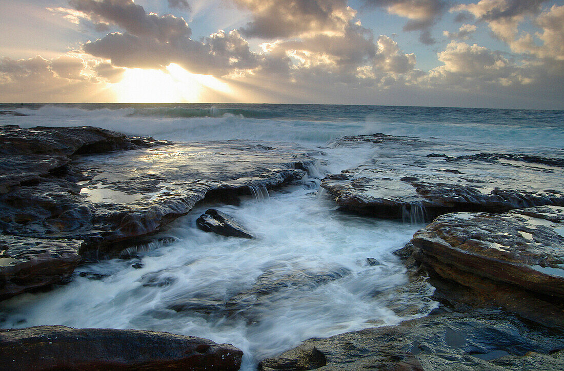 Rocks and rough sea at sunset, Seascapes, Natural World