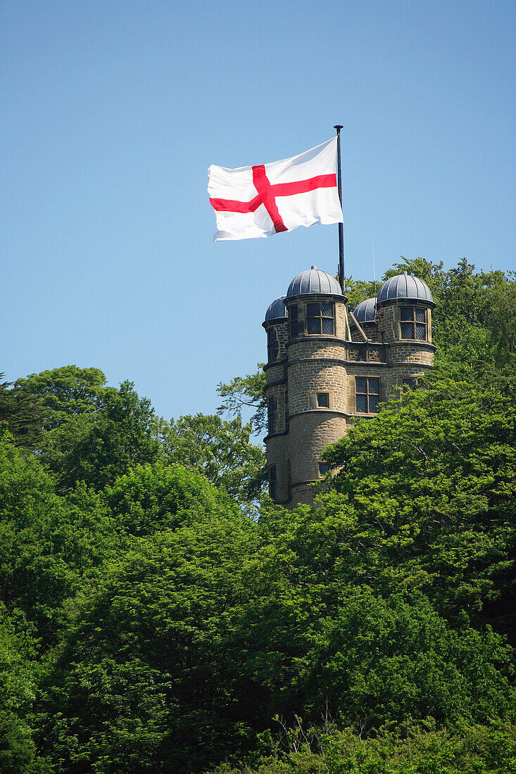 View of Watchtower, Chatsworth House, Derbyshire, UK, England