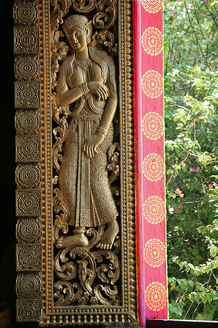 Window detail at Wat Xieng Thong, Luang Prabang, Laos