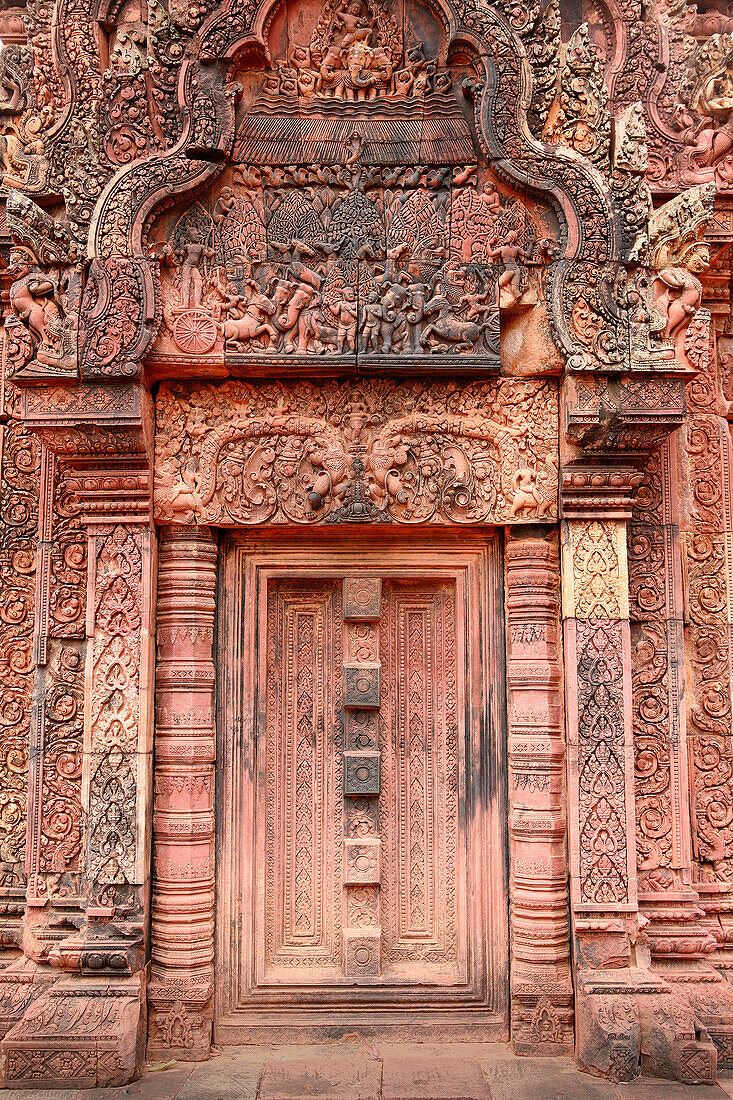 Detail of Banteay Srei temple, Siem Reap, near, Cambodia