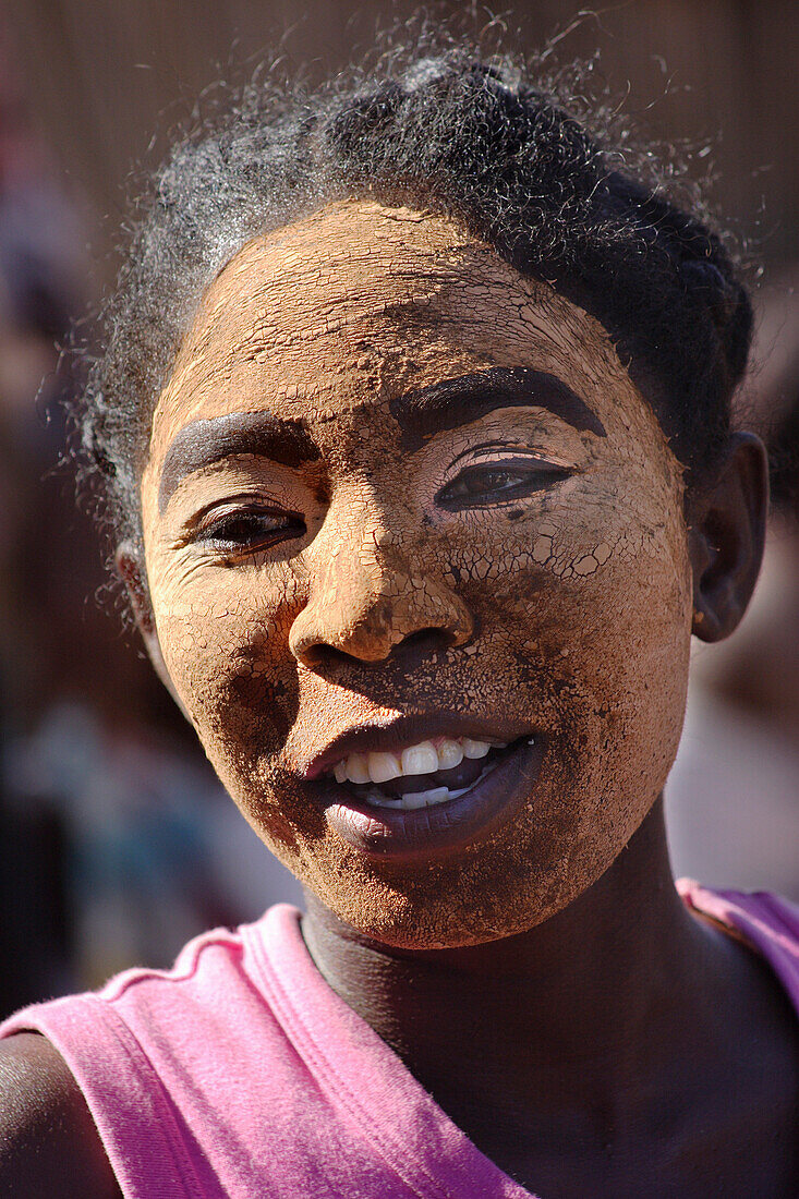 Antandroy Tribeswoman in local make up, Local Girl, Madagascar