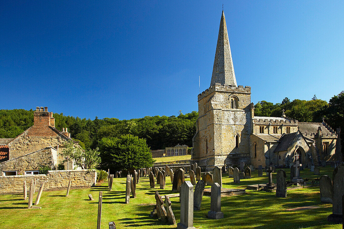 St Peters Church and churchyard, Hackness, Yorkshire, UK, England