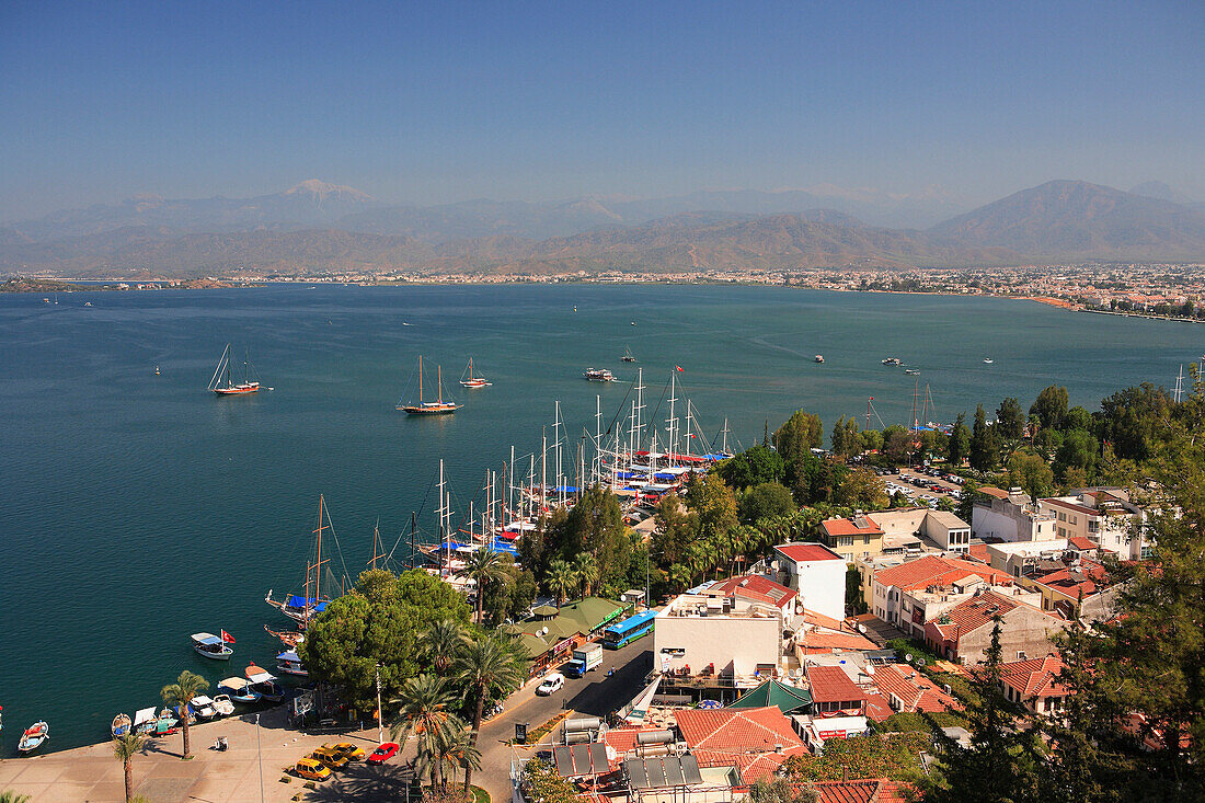 Overview of Fethiye Bay, Fethiye, Mediterranean, Turkey