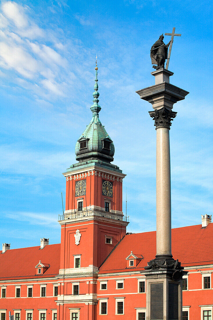 The Royal Castle and Zygmunt Column in the Old Town, Warsaw, Poland