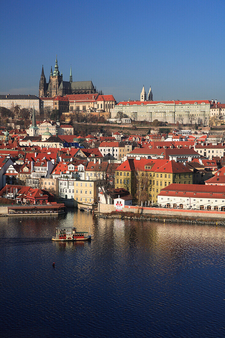 Cityscape with Cathedral and Castle, Prague, Czech. Republic
