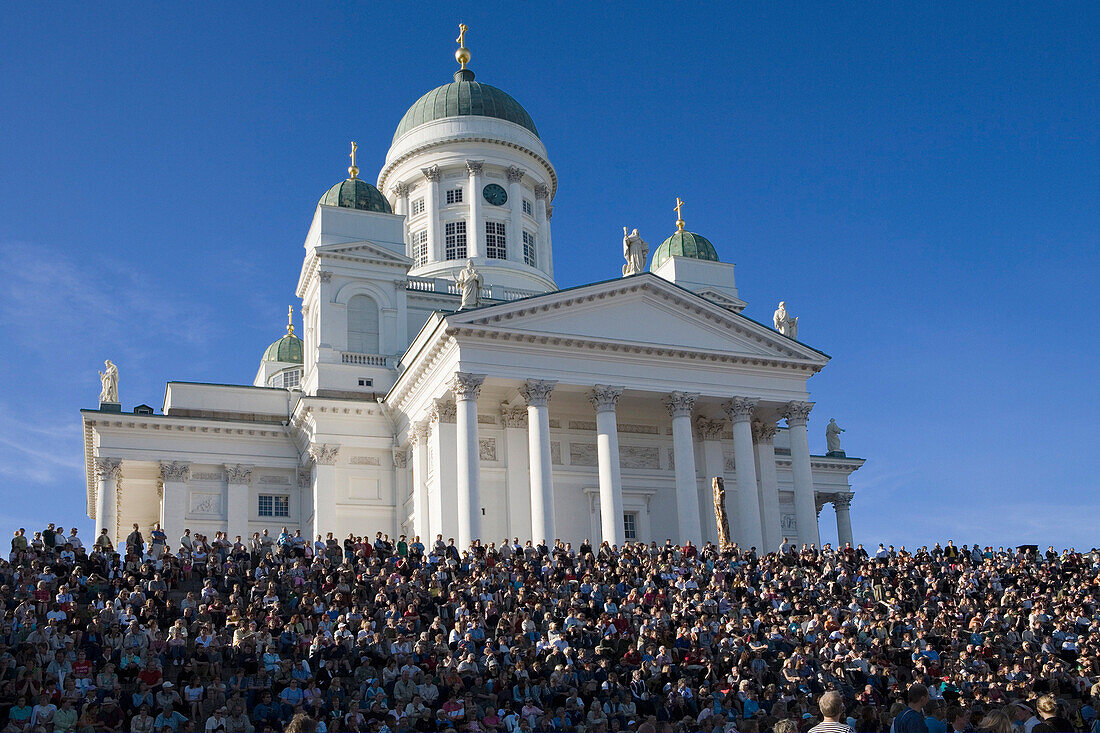 Lutheran Cathedral with concert audience outside, Helsinki, Finland