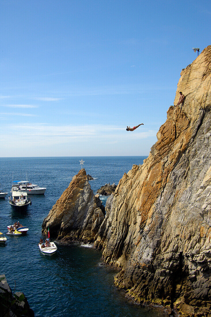 Cliff diving at La Quebrada, Acapulco, Guerrero State, Mexico