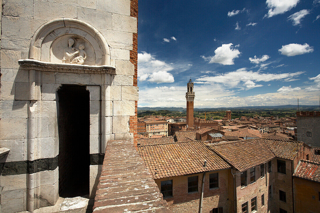 View of the Piazza del Campo from the Duomo, Siena, Tuscany, Italy