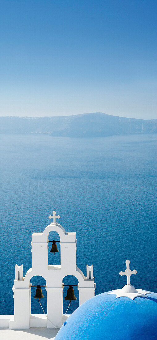Bell tower and sea, Oia, Santorini Island, Greek Islands