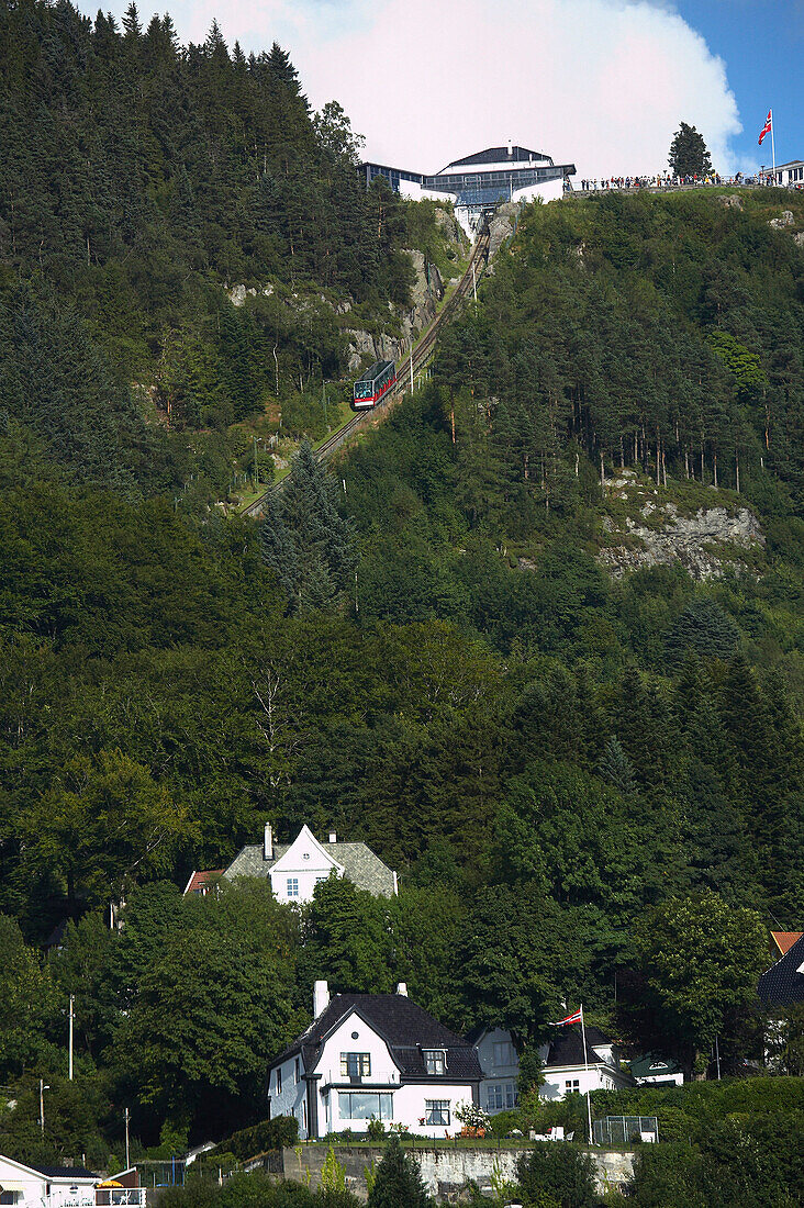 Funicular to the top of Mount Floyen, Bergen, Hordaland, Norway