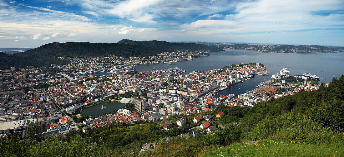 View over city, Bergen, Hordaland, Norway