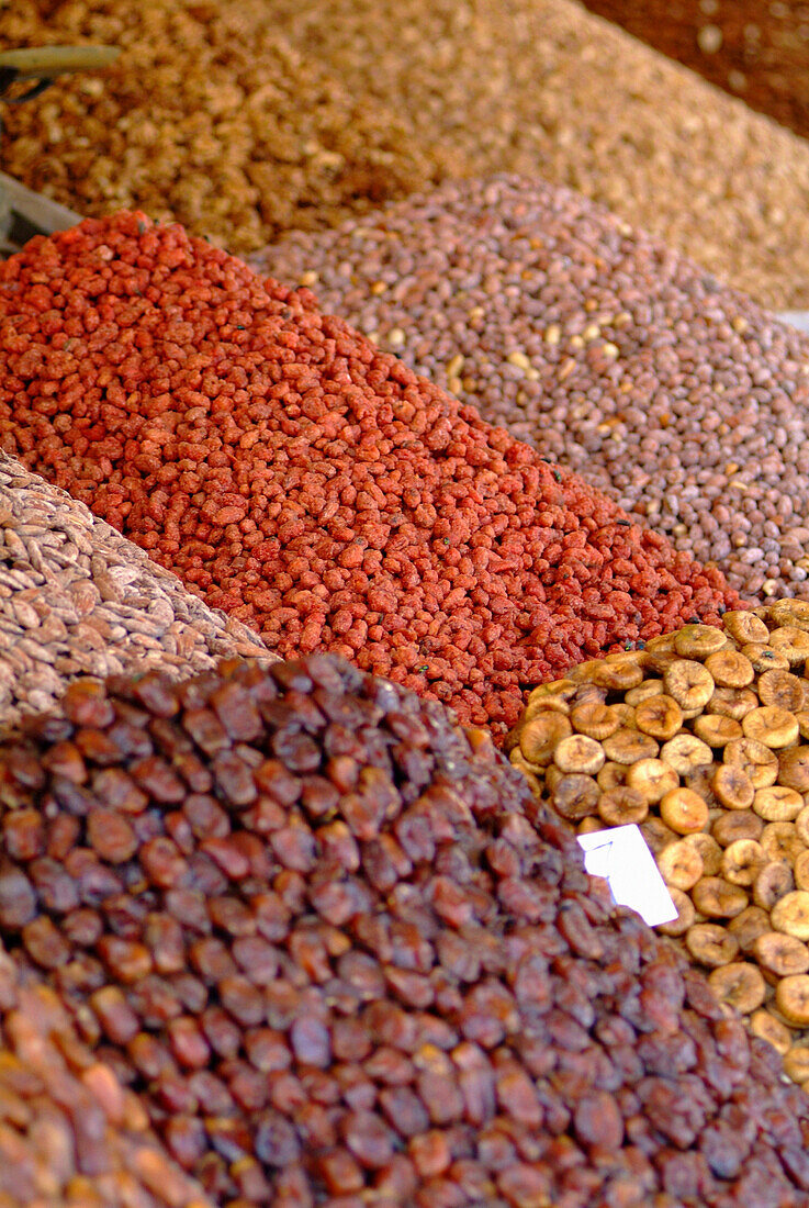 Dried fruit and nuts for sale, Marrakesh, Morocco