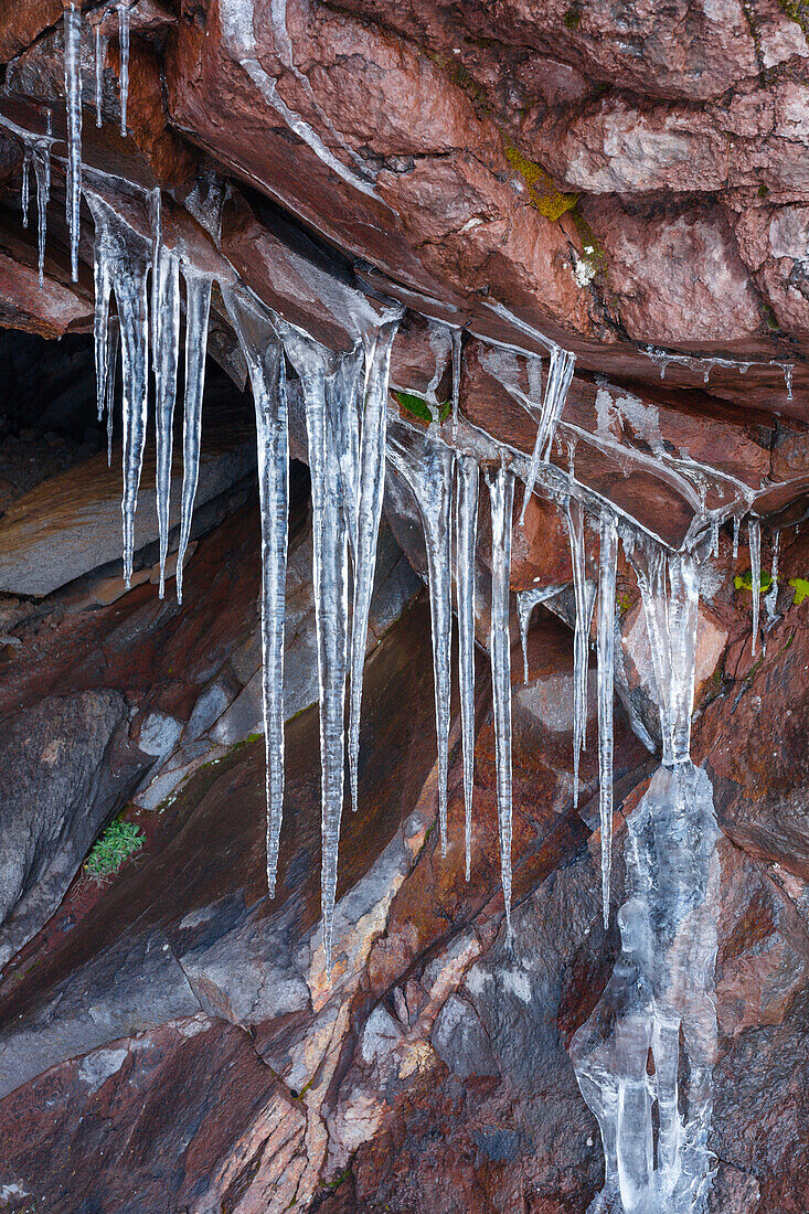 Icicles near Pico de la Cruz, national park, Parque Nacional Caldera de Taburiente, Caldera de Taburiente, natural preserve, UNESCO Biosphere Reserve, La Palma, Canary Islands, Spain, Europe