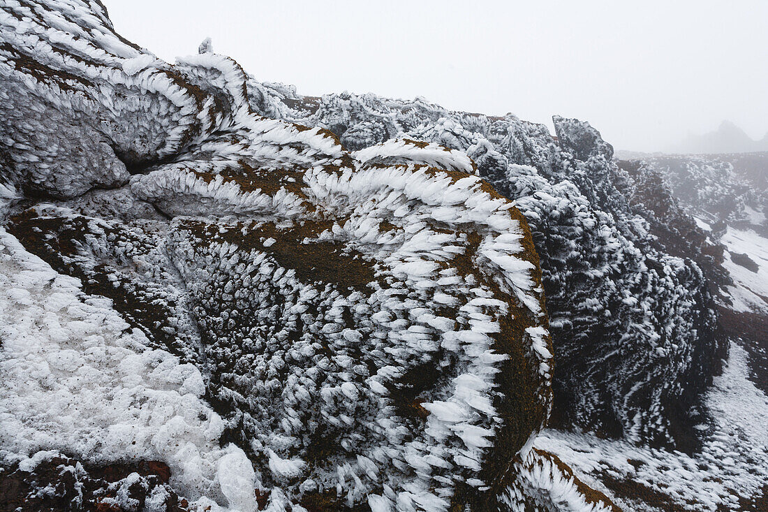 Ice, Pico de la Nieve, national park, Parque Nacional Caldera de Taburiente, Caldera de Taburiente, natural preserve, UNESCO Biosphere Reserve, La Palma, Canary Islands, Spain, Europe