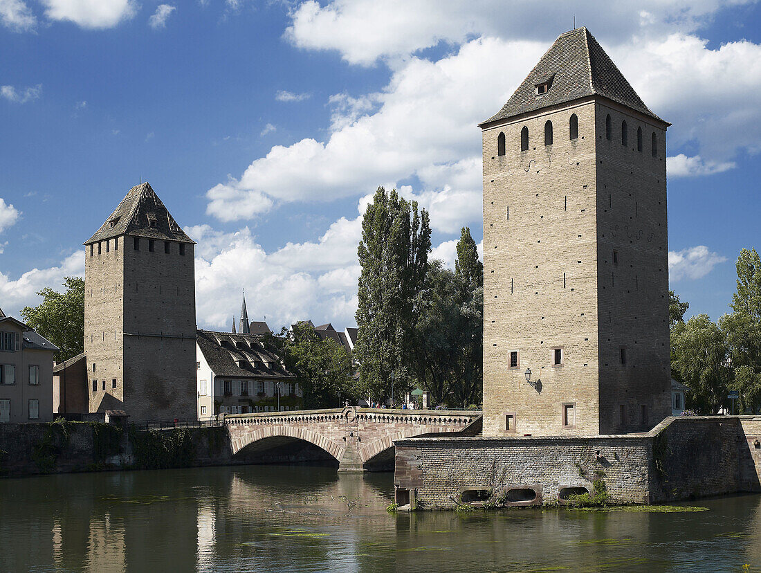 Ponts couverts medieval four-towered bridge (14th century),  Strasbourg. Alsace,  France