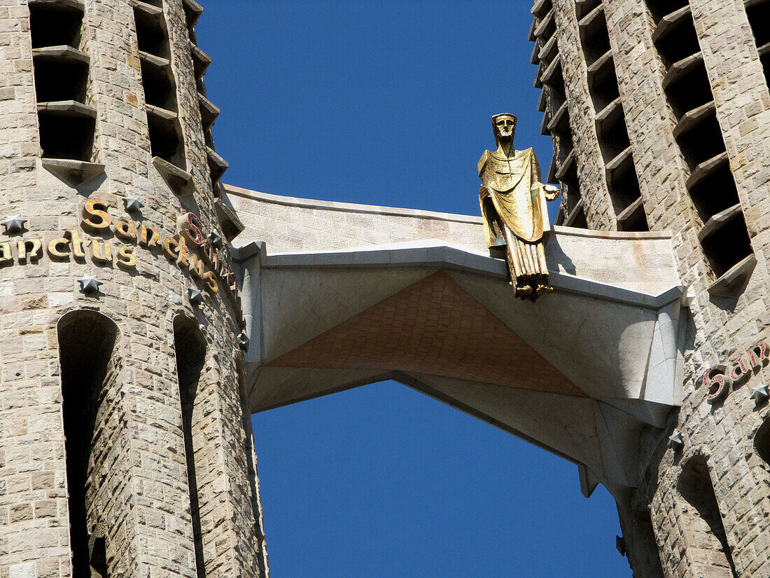 Detail of the Sagrada Familia temple by Gaudi,  Barcelona. Catalonia,  Spain