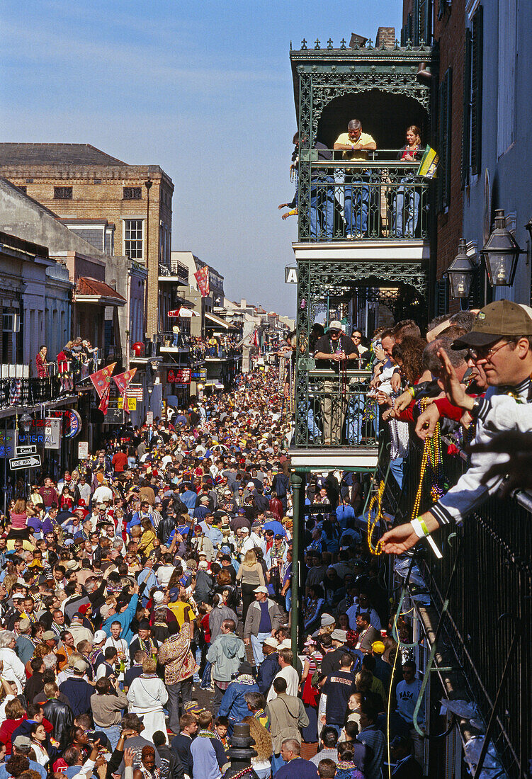 Bourbon Street,  Fat Tuesday (Mardi Gras),  New Orleans carnival. Louisiana,  USA