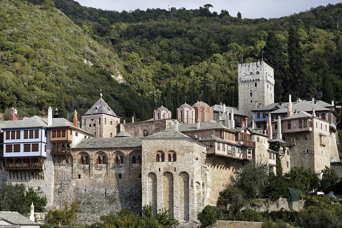 Monastery of Docheiariou, founded between 1030-1032, by the monk Daniel of Docheiariou, Athos Peninsula, Mount Athos, Chalkidiki, Greece