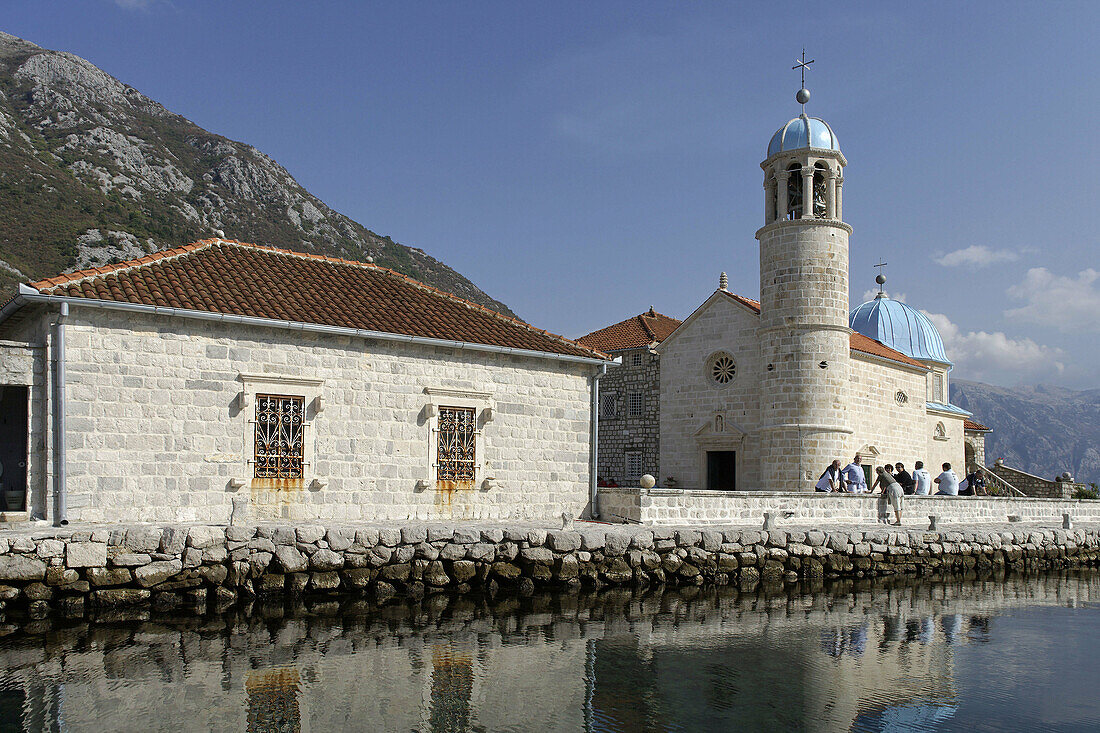 Perast, islet of Our Lady of the Rock, Our Lady of the Rock church, Kotor Bay, Montenegro