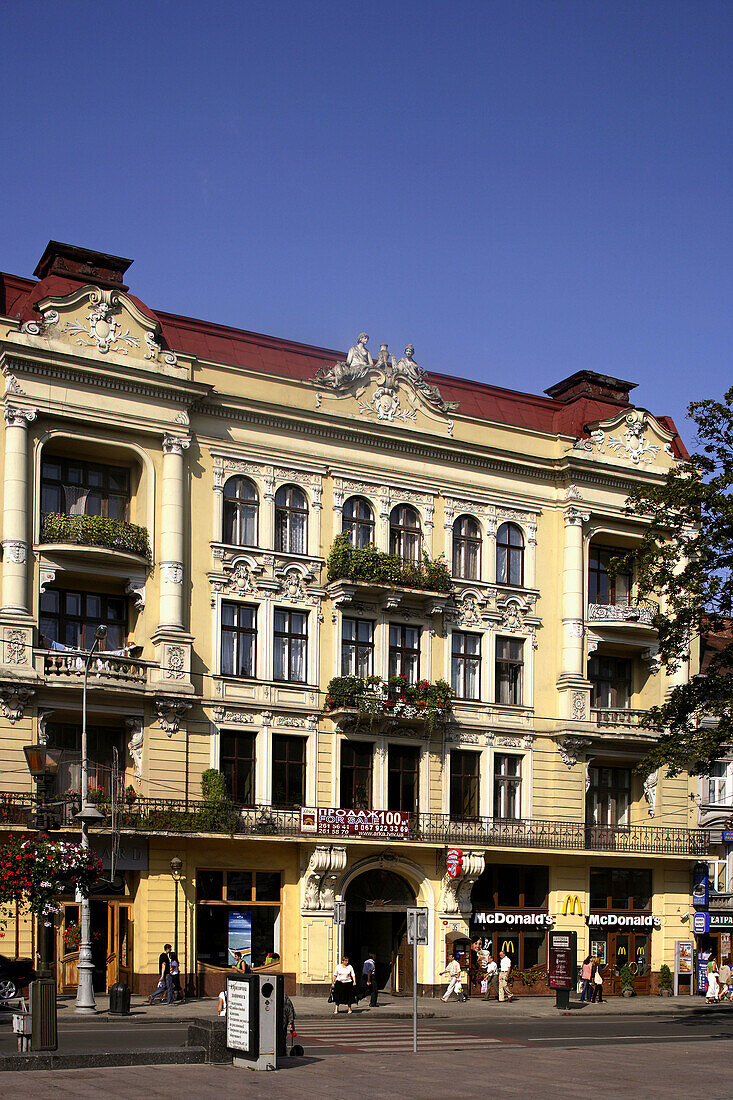Lviv, Lvov, Prospect Svobody, Freedom Boulevard, typical buildings, Western Ukraine