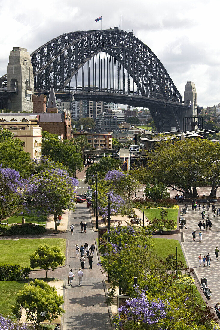 AUSTRALIA - New South Wales (NSW) - Sydney: Overhead view of Sydney Cove Walkway and Sydney Harbour Bridge