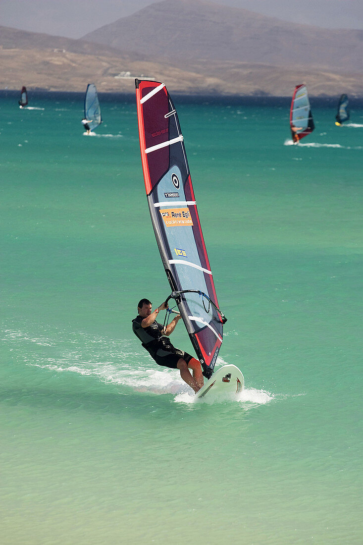 Windsurfers,  Fuerteventura,  Canary Islands,  Spain